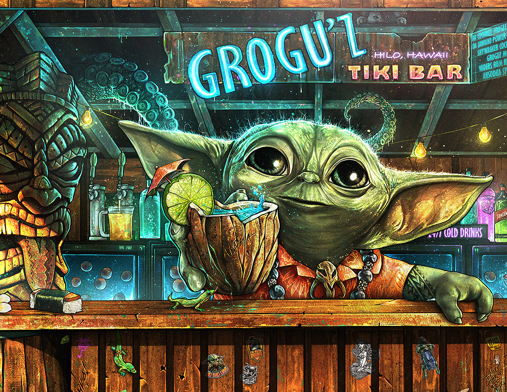 Shane Molina Print - "Grogu'z Tiki Bar"